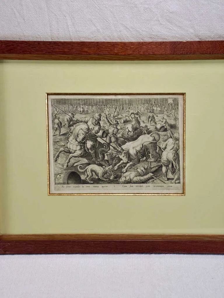 16th Century French engraving of a battle 19¼" x 24¾"