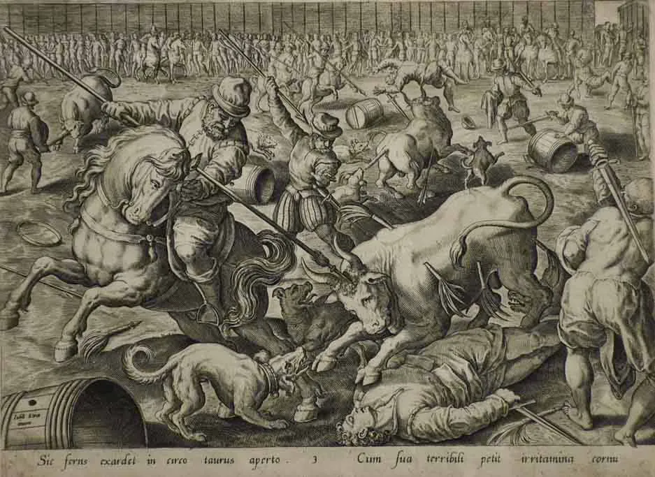 16th Century French engraving of a battle 19¼" x 24¾"