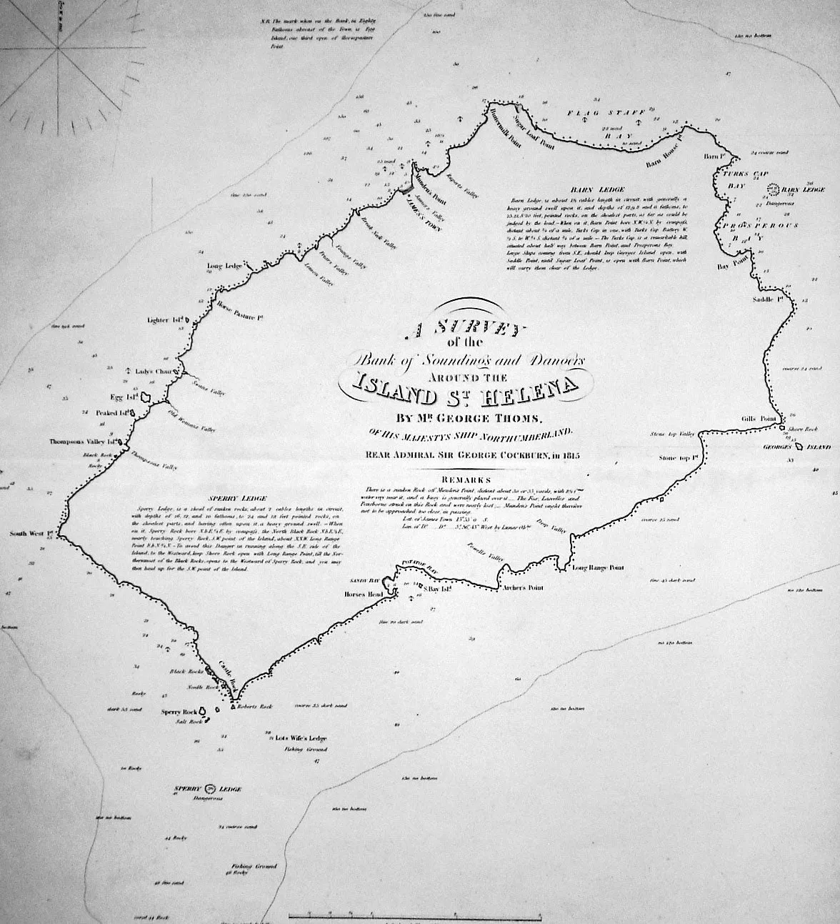 1815 Horsburgh Large Antique Map of St Helena Island HMS Northumberland Napoleon