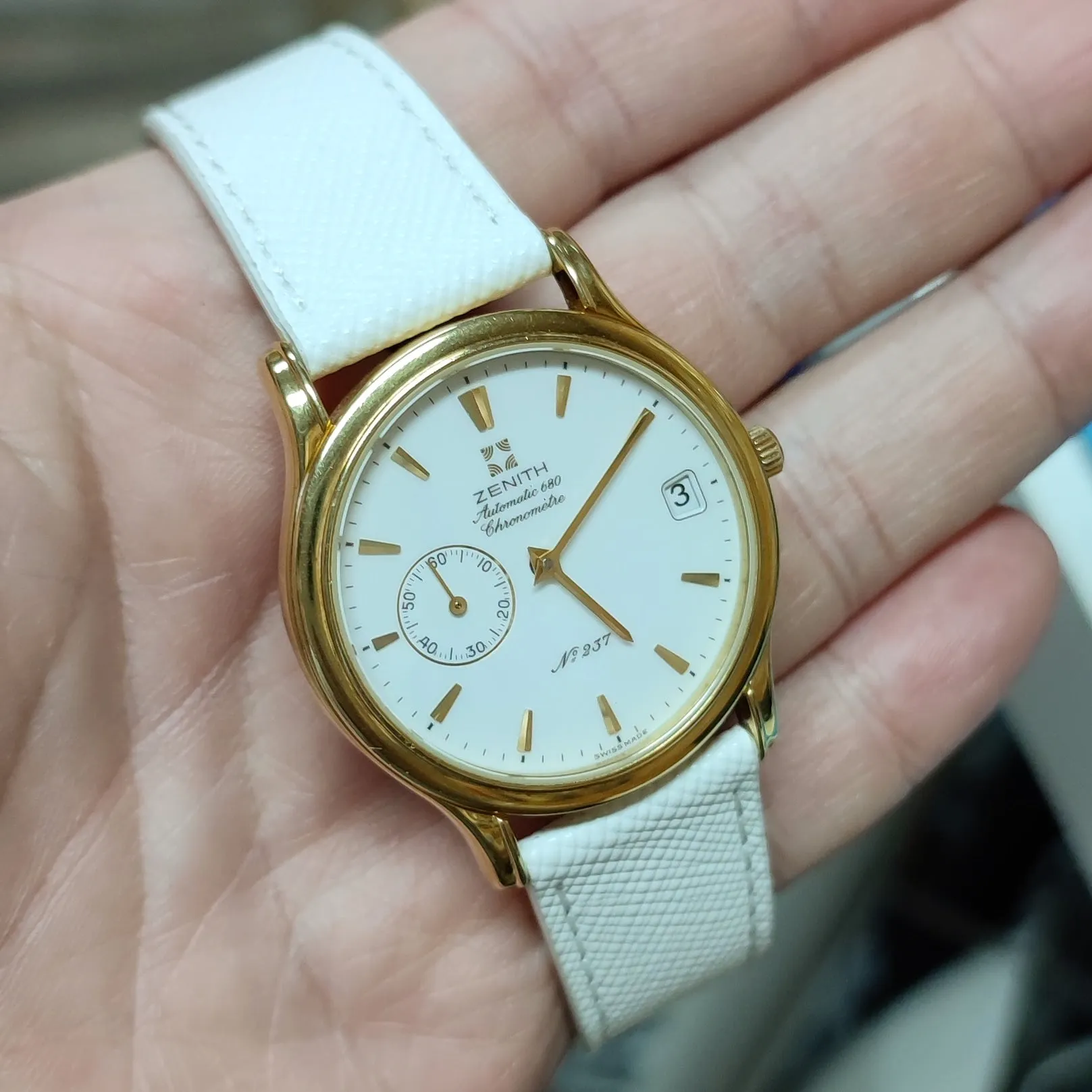 18mm - 24mm White Saffiano Leather Watch Strap, Quick Release Spring Bars