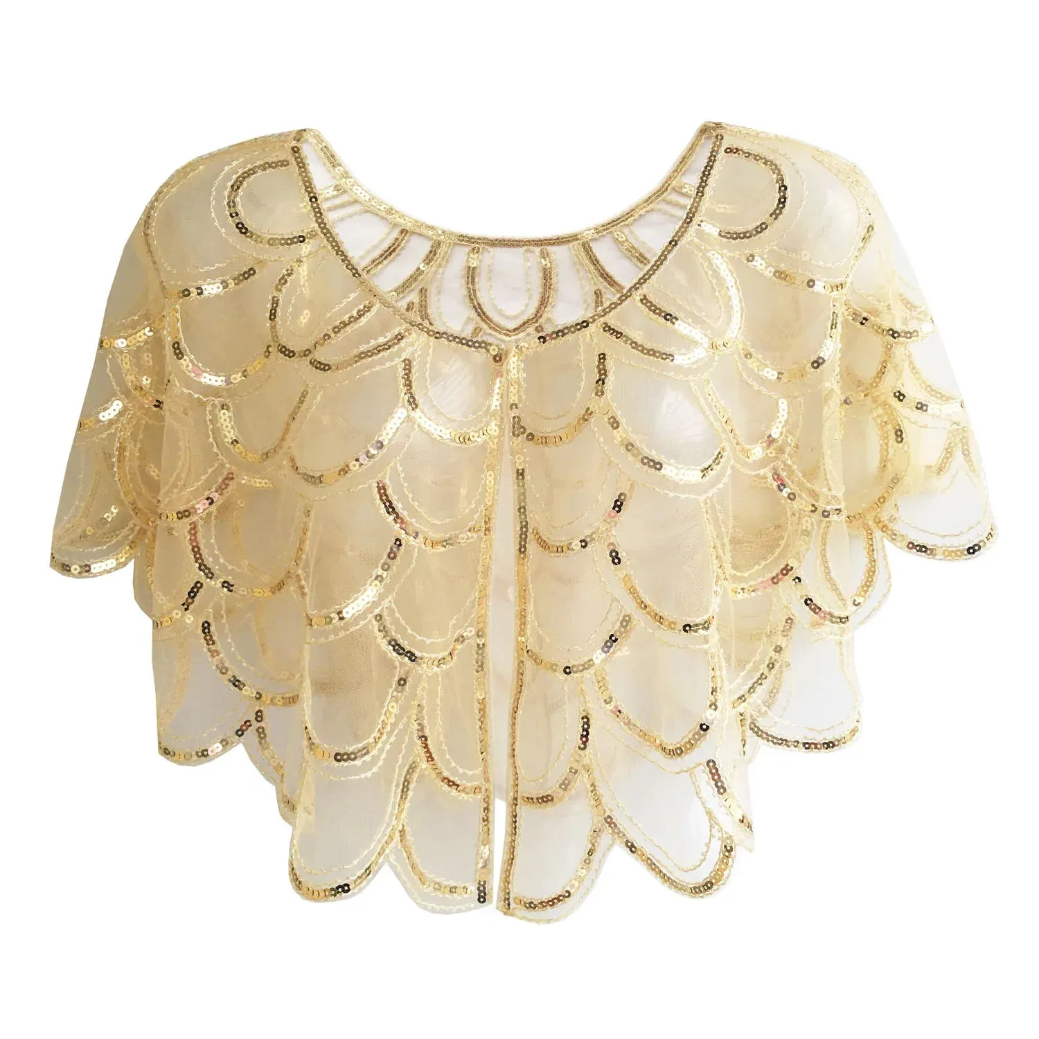 1920s Shawl Beaded Sequin Bolero Flapper Evening Cape