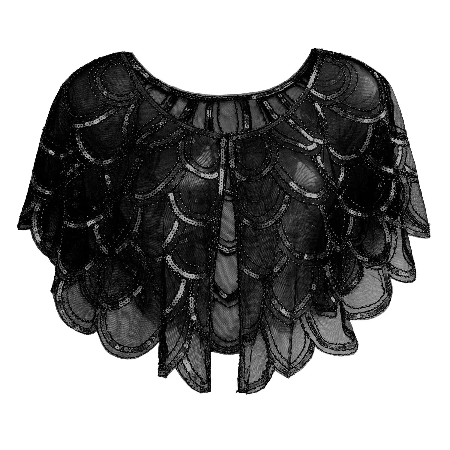 1920s Shawl Beaded Sequin Bolero Flapper Evening Cape