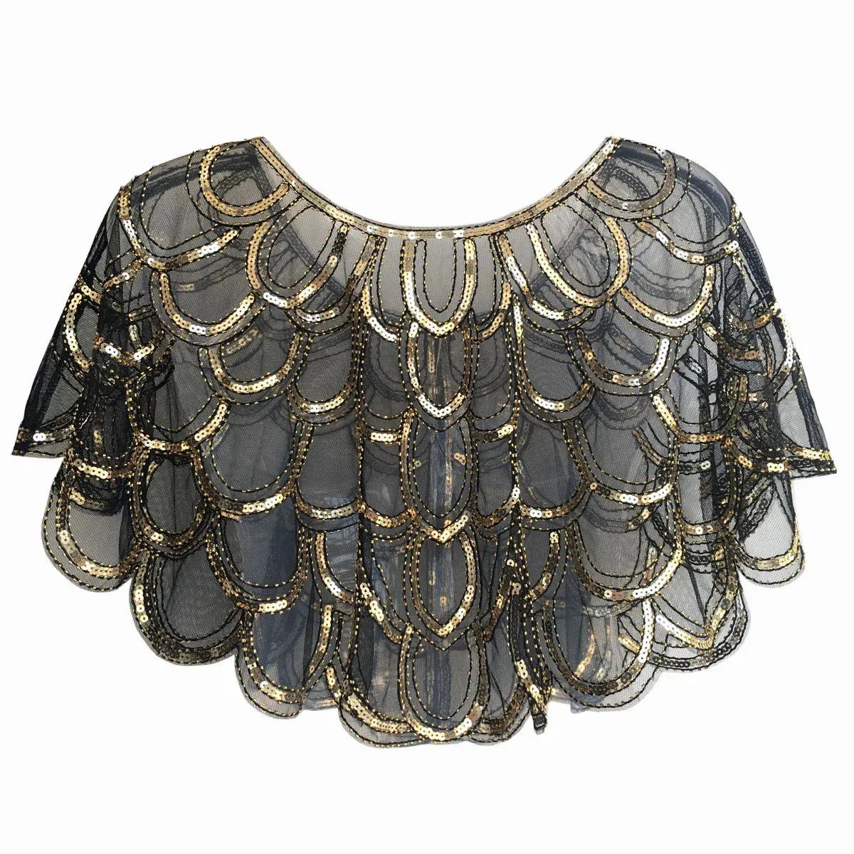 1920s Shawl Beaded Sequin Bolero Flapper Evening Cape