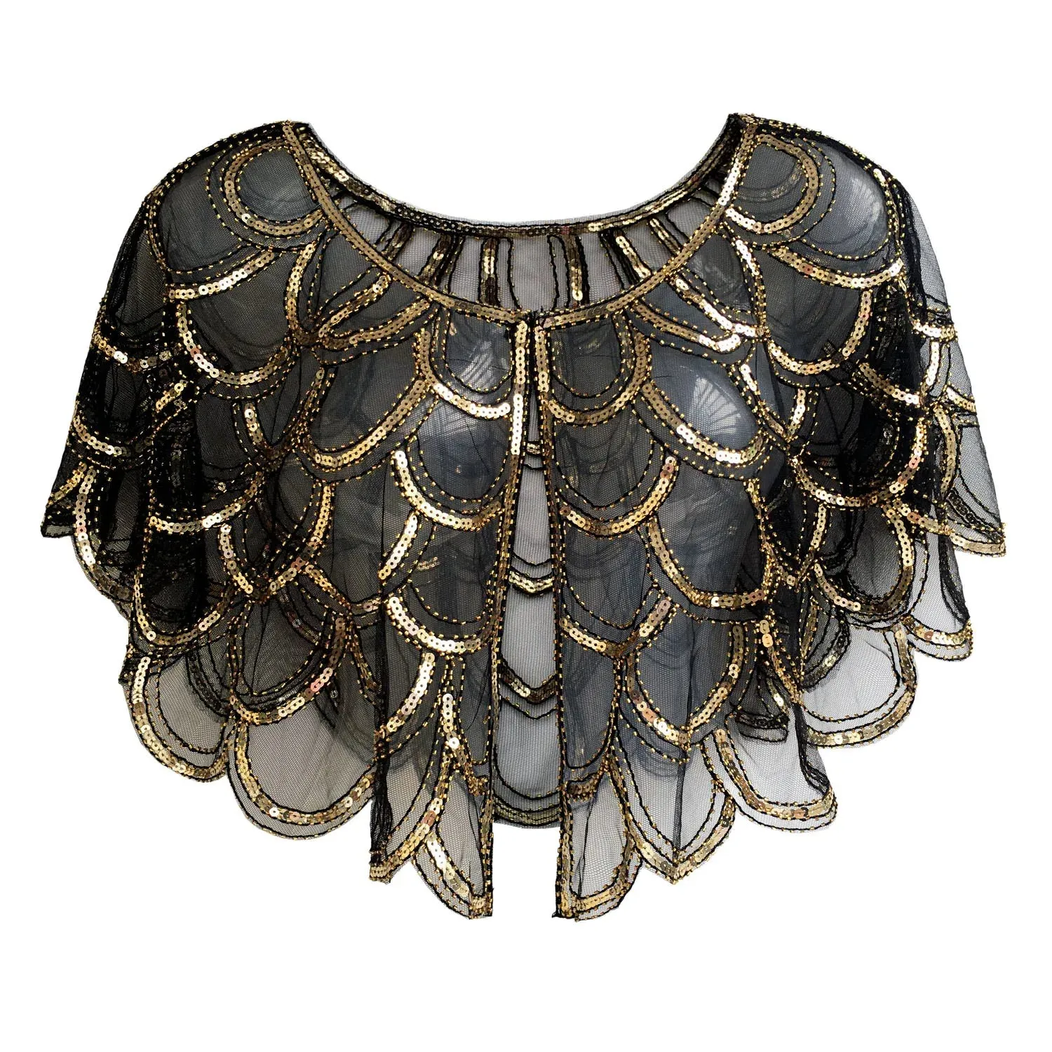 1920s Shawl Beaded Sequin Bolero Flapper Evening Cape