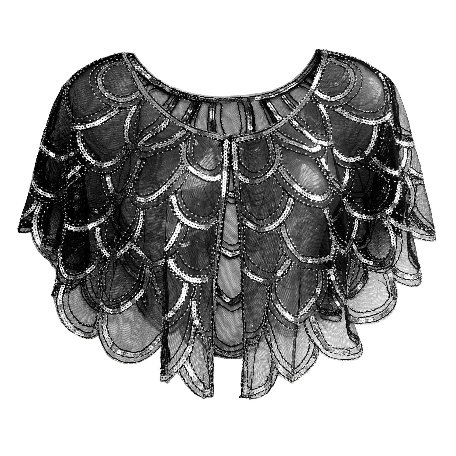 1920s Shawl Beaded Sequin Bolero Flapper Evening Cape