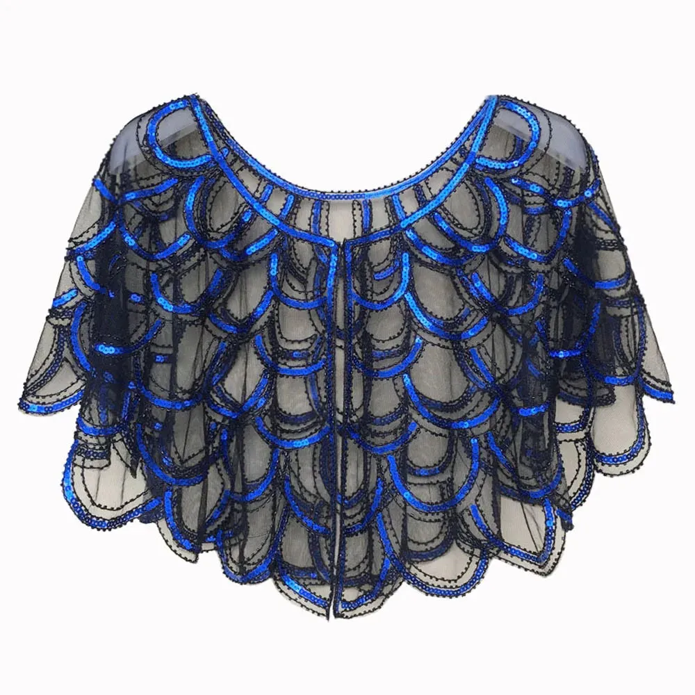 1920s Shawl Beaded Sequin Bolero Flapper Evening Cape