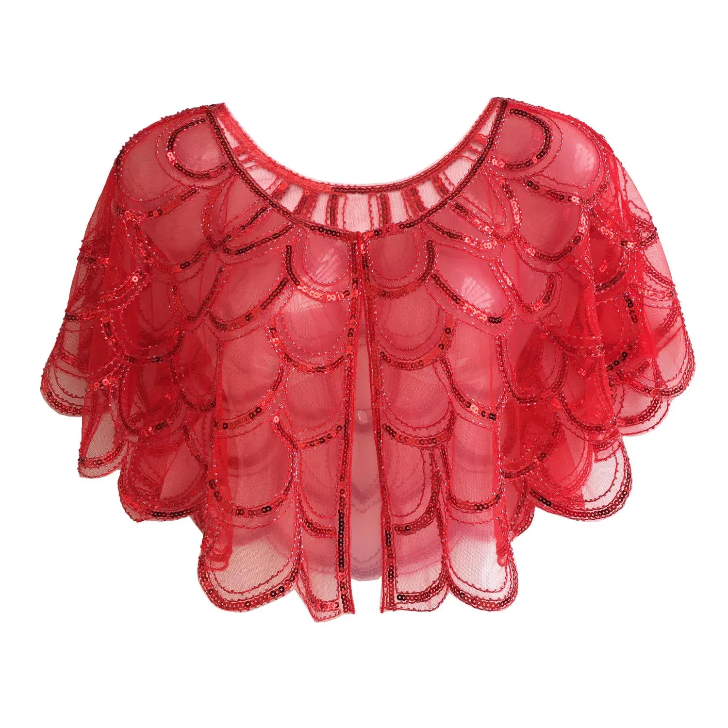 1920s Shawl Beaded Sequin Bolero Flapper Evening Cape