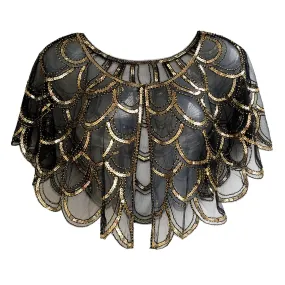 1920s Shawl Beaded Sequin Bolero Flapper Evening Cape