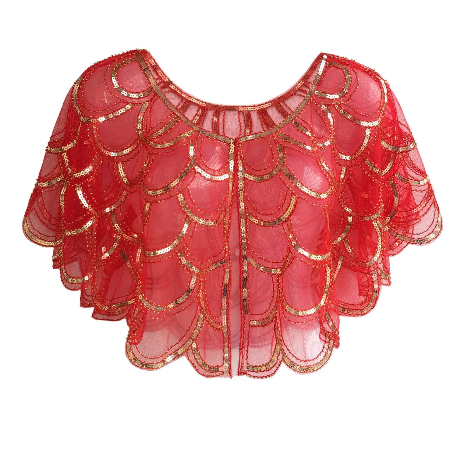 1920s Shawl Beaded Sequin Bolero Flapper Evening Cape