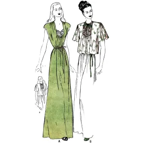 1940s Sewing Pattern, Nightgown & Bed Jacket Ensemble - Bust: 42” (106.7cm)