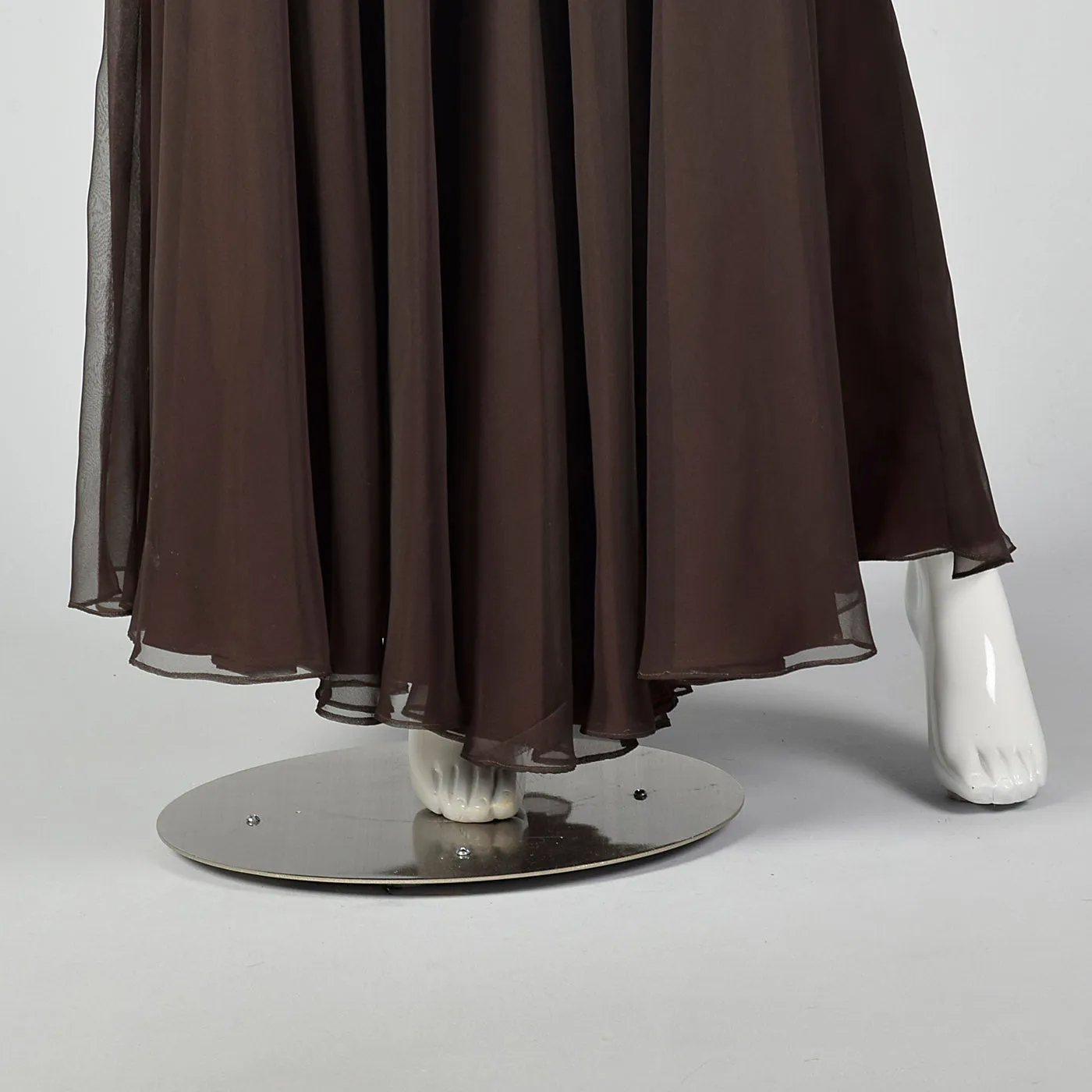 1970s Feather Trimmed Jumpsuit with Huge Palazzo Legs