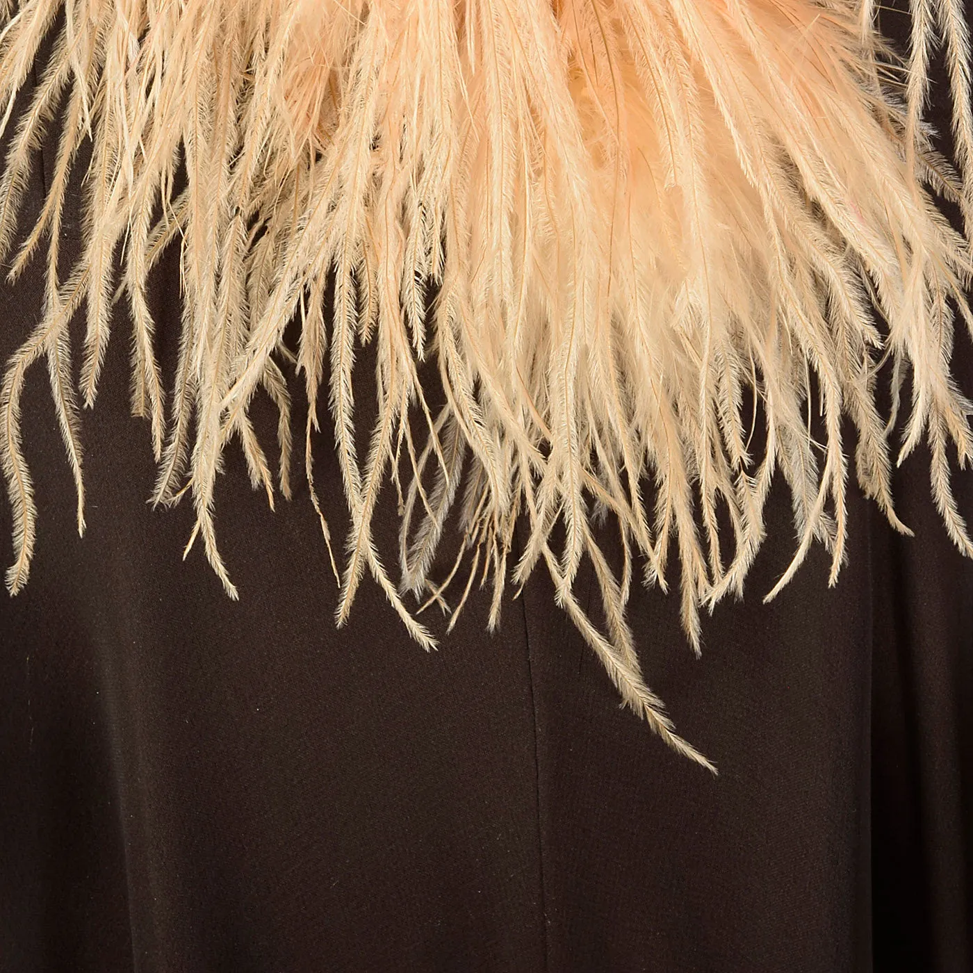 1970s Feather Trimmed Jumpsuit with Huge Palazzo Legs