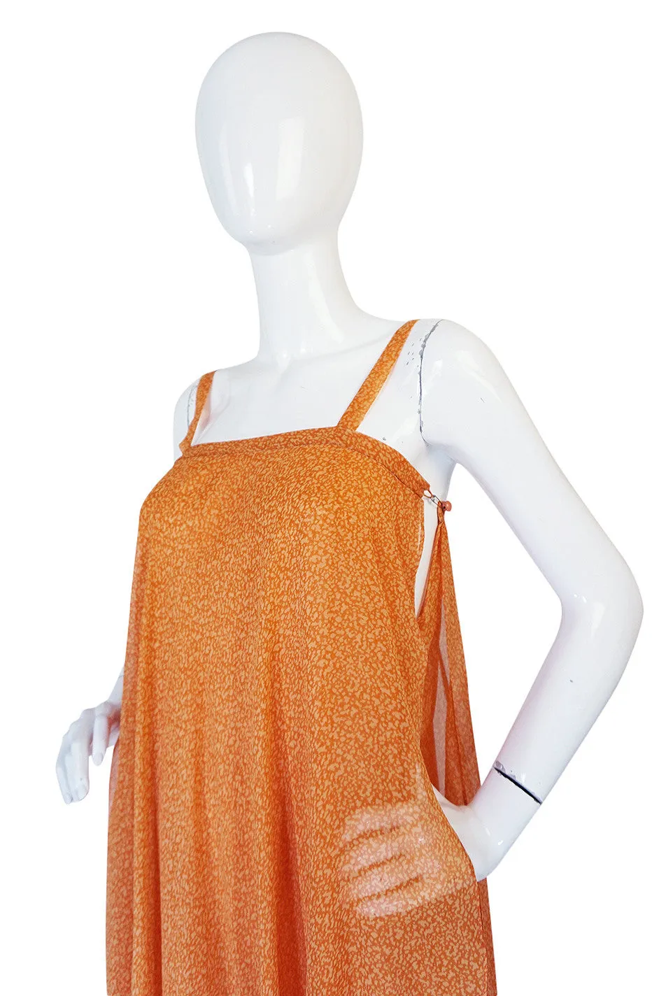 1970s Silk Chiffon Hem Yves Saint Laurent Dress & Capelet