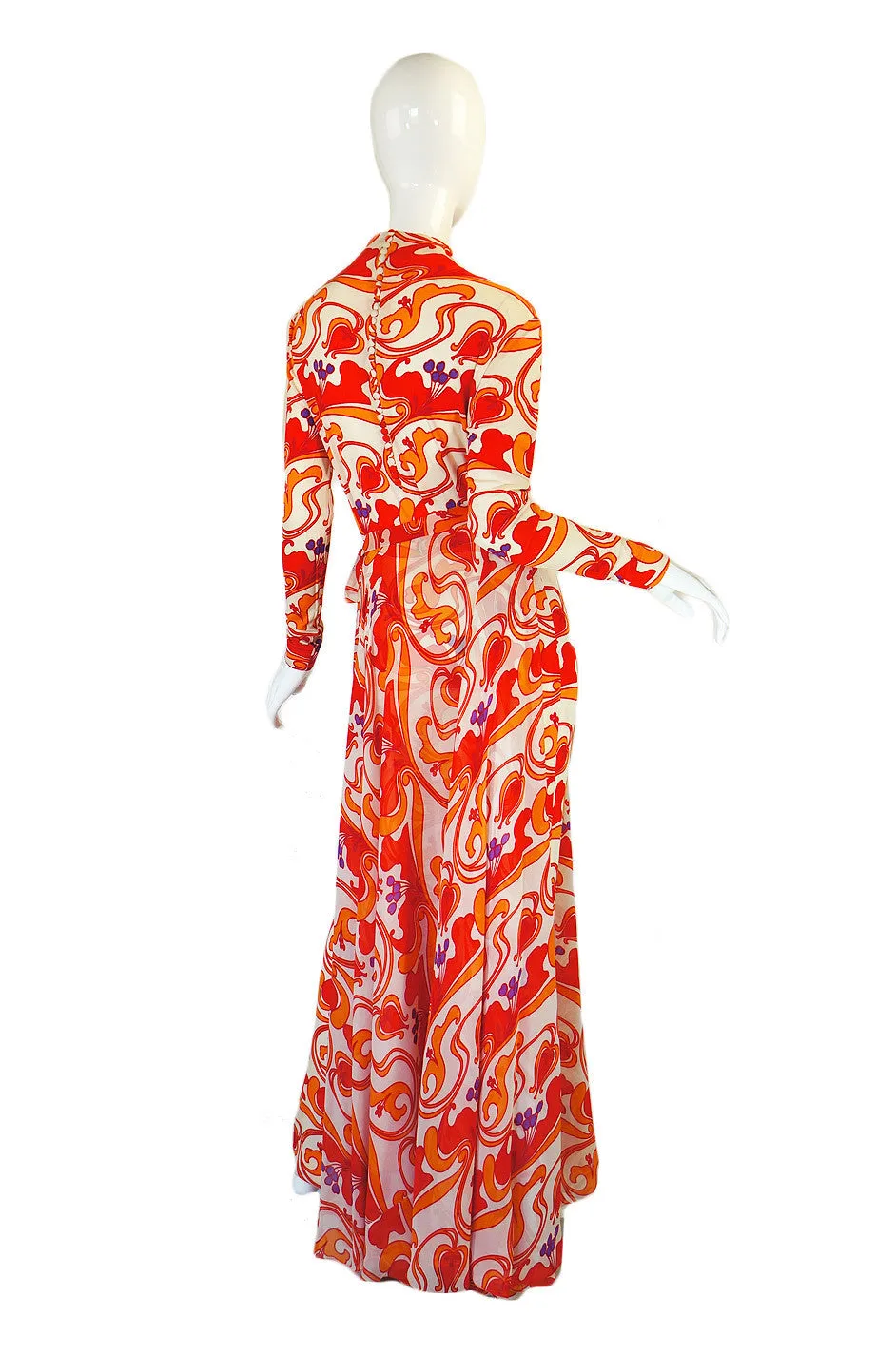 1970s Silk La Mendola Silk w Chiffon Skirt