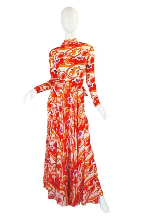 1970s Silk La Mendola Silk w Chiffon Skirt