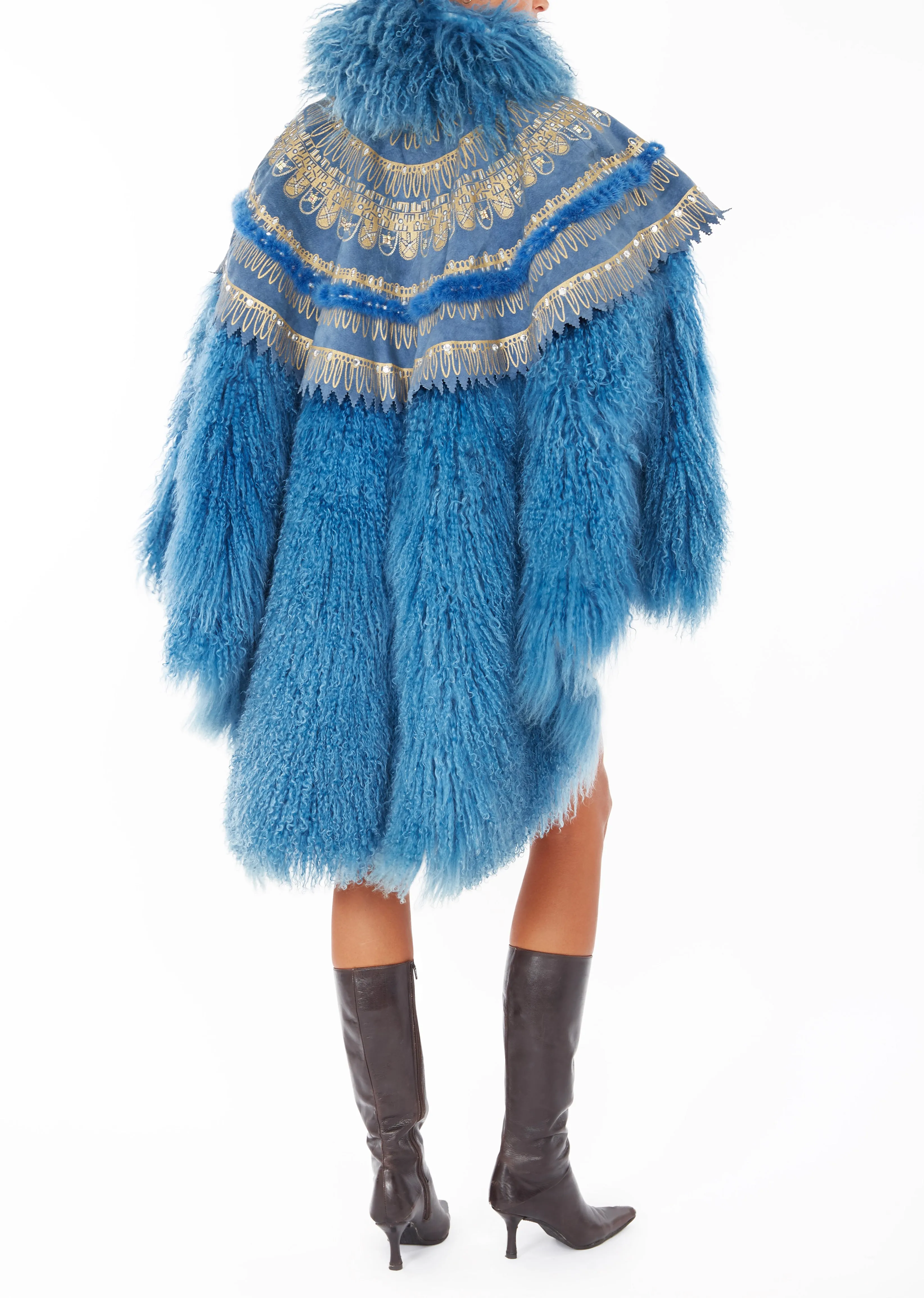 80's Zandra Rhodes Mongolian Fur Cape. Rent: £130/Day