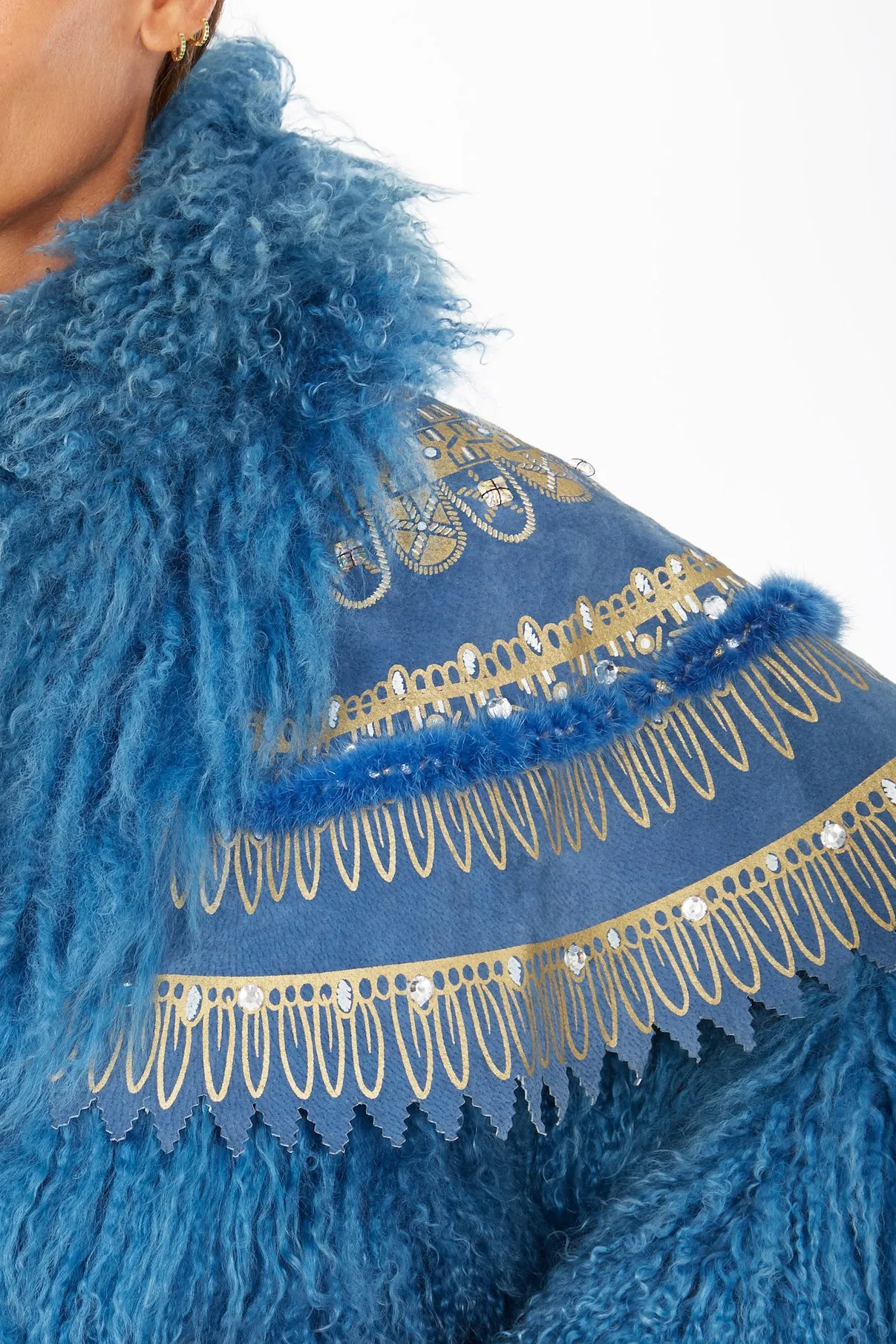 80's Zandra Rhodes Mongolian Fur Cape. Rent: £130/Day
