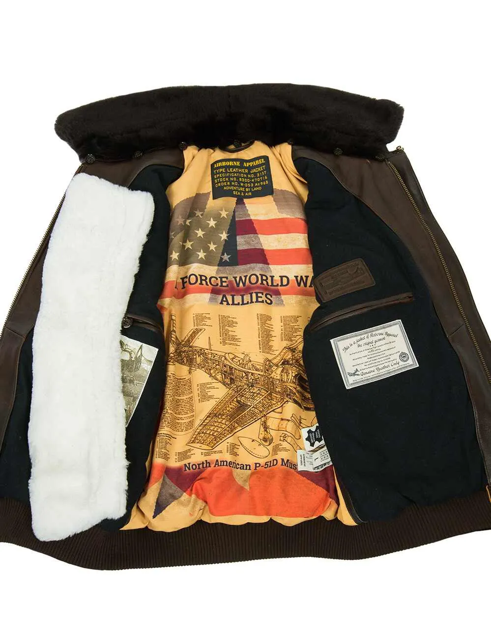A-2 North American Flight Leather Jacket double collar Art. 340