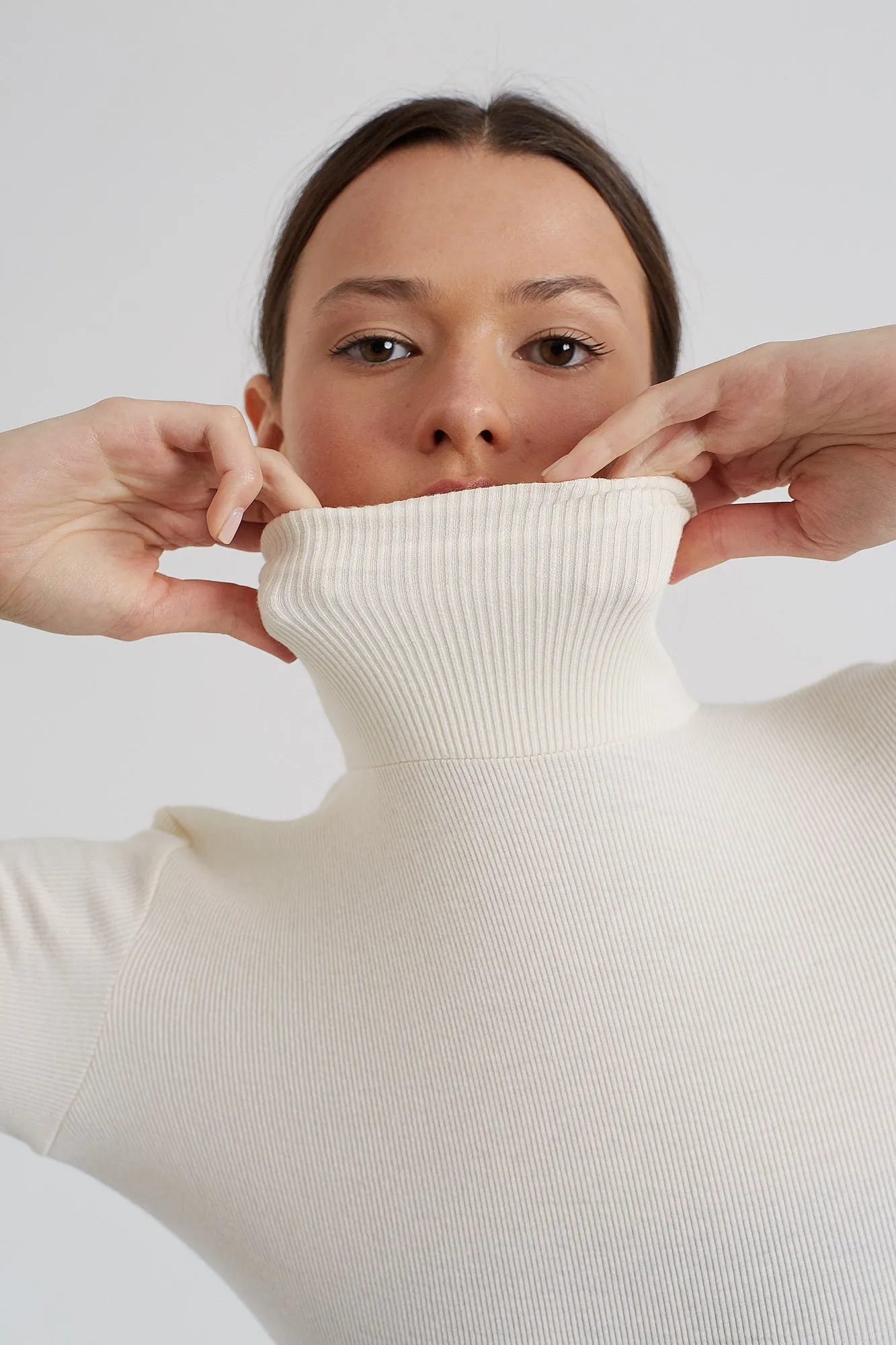 ACHERON Base Layer Turtleneck Bodysuit in Cream