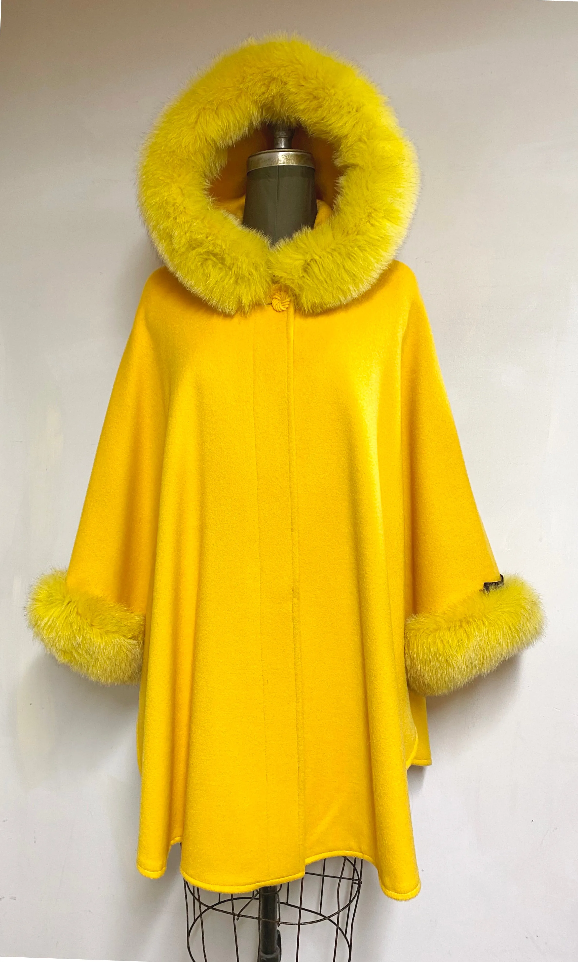 Adele Fur Hooded Cape - 23% Cashmere & Wool Blend - Genuine Fox Trim