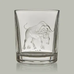 African Big Five Hand Engraved Crystal Tumbler [BUFFALO]