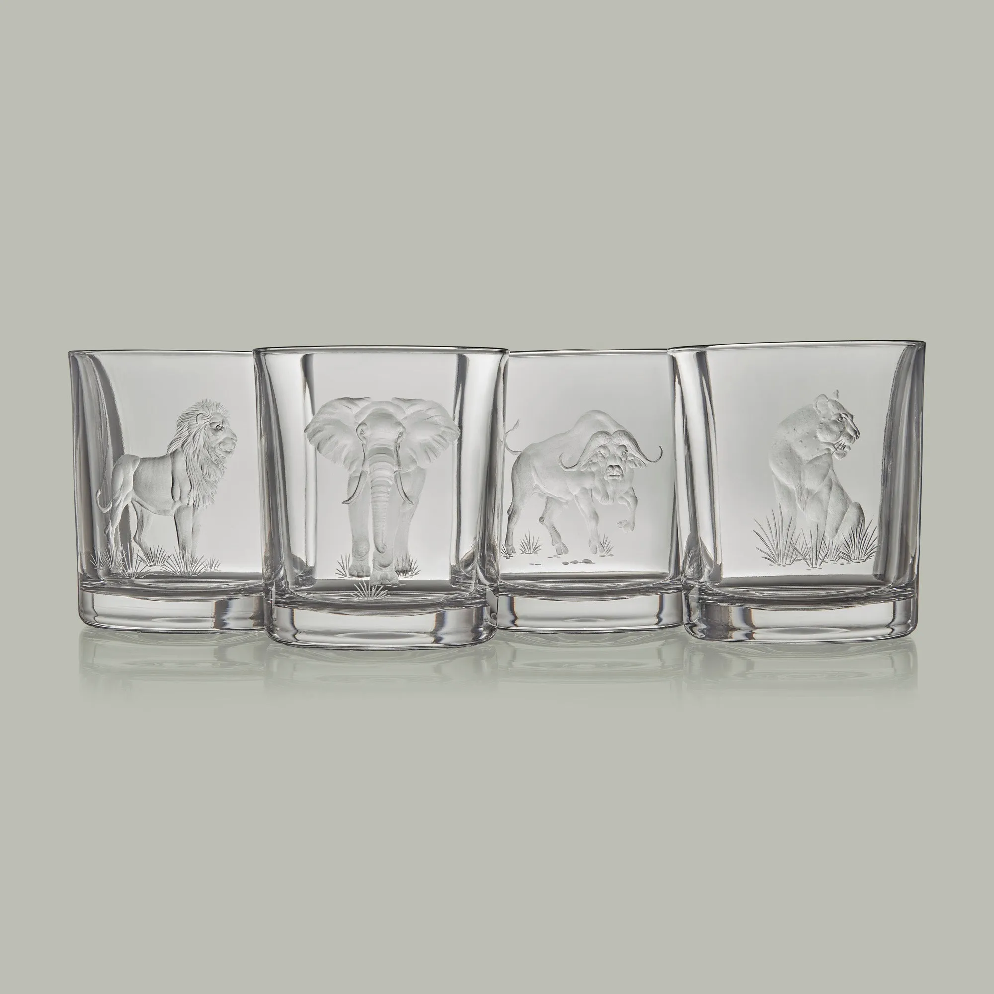African Big Five Hand Engraved Crystal Tumbler [BUFFALO]