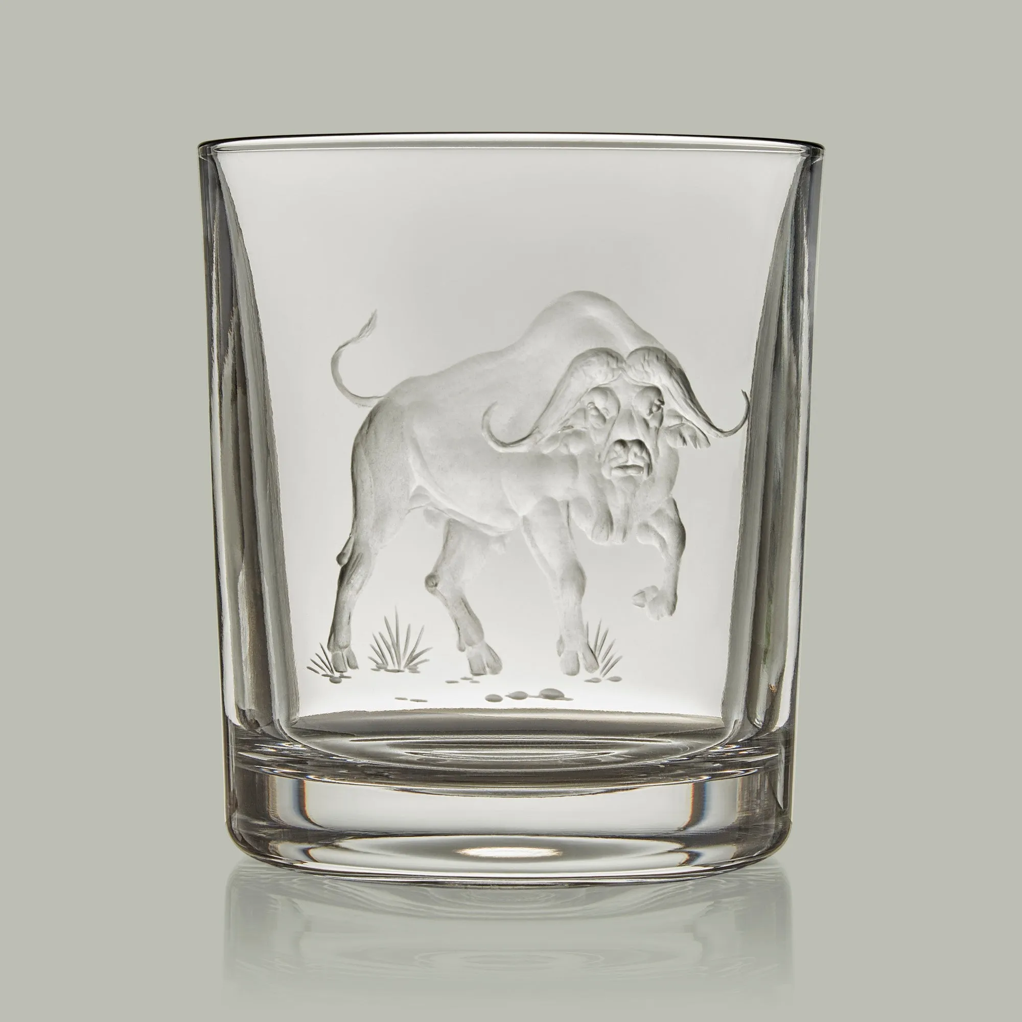 African Big Five Hand Engraved Crystal Tumbler [BUFFALO]