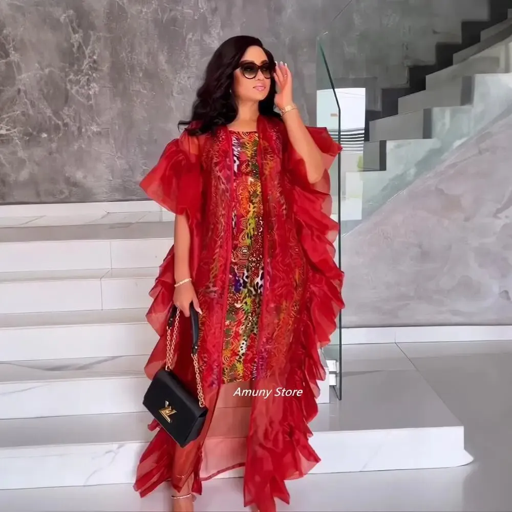 African Dresses for Women – Mesh Gauze Beach Cape with Printed Design