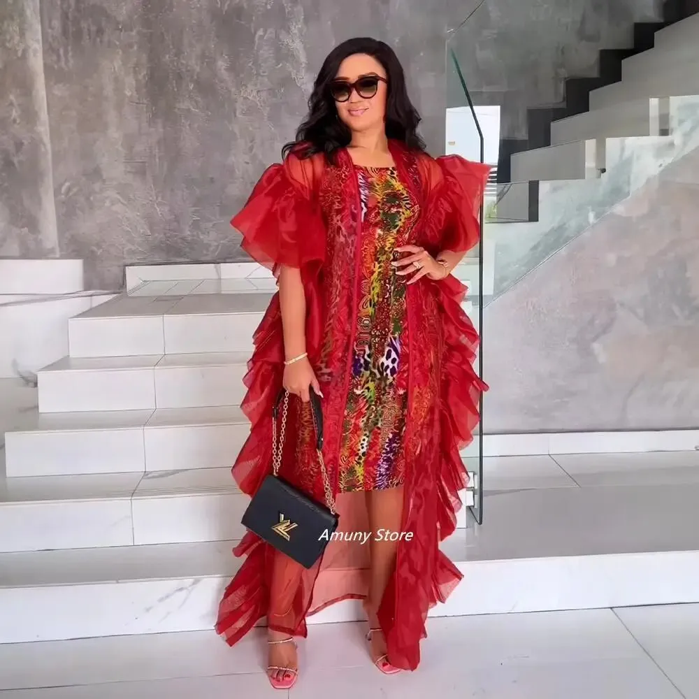 African Dresses for Women – Mesh Gauze Beach Cape with Printed Design