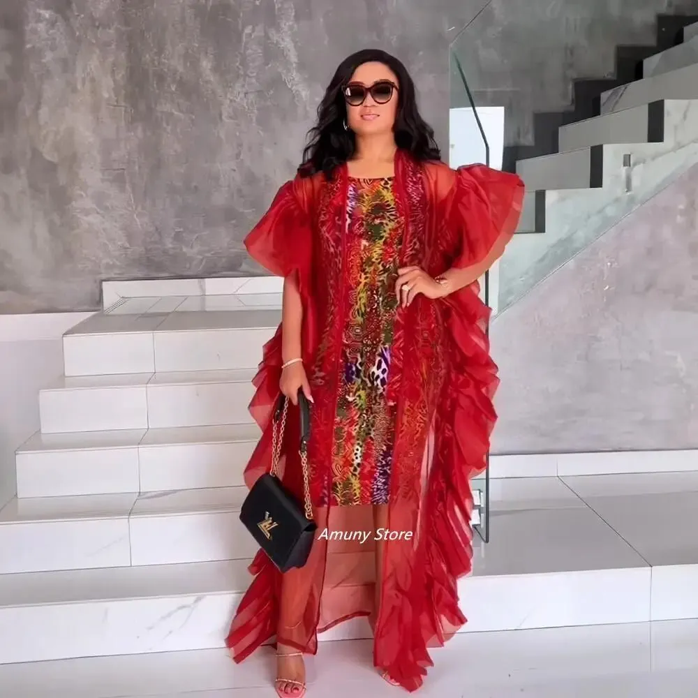 African Dresses for Women – Mesh Gauze Beach Cape with Printed Design