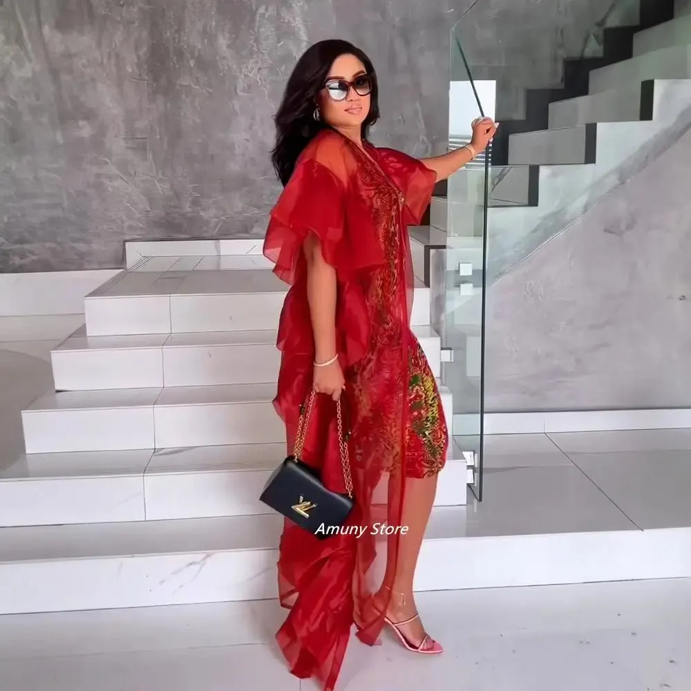 African Dresses for Women – Mesh Gauze Beach Cape with Printed Design