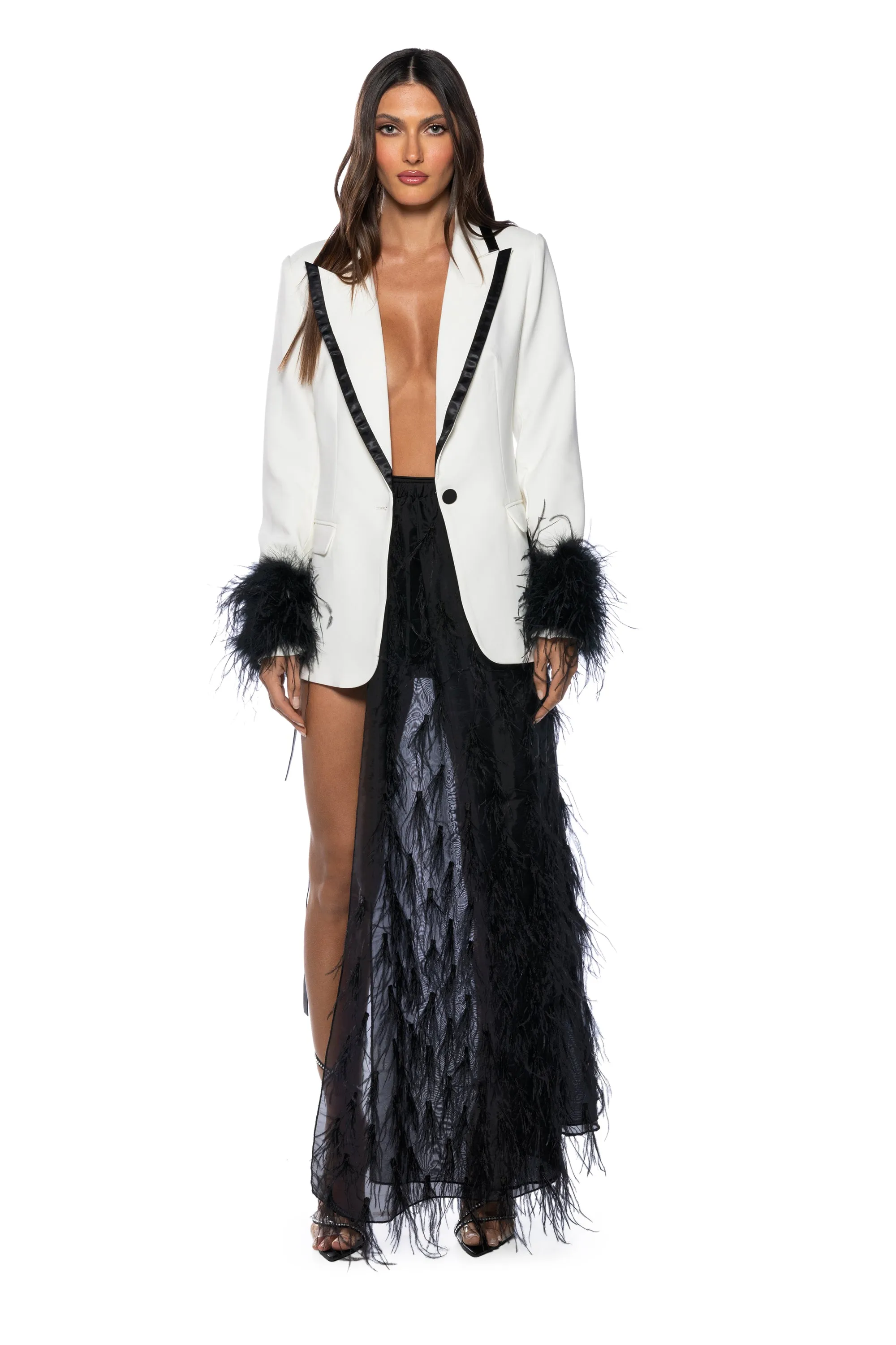 ALICE HALF SKIRT BELT WITH FEATHERS