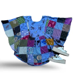 Althea Recycled Patchwork Festival Top - Periwinkle Summer Garden