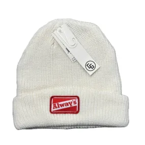 Always Boardshop Square Patch Basic Beanie White