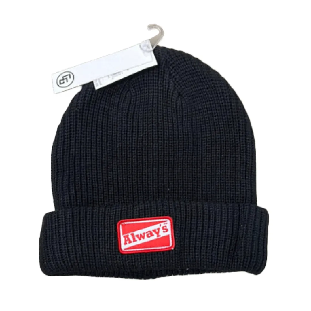 Always Boardshop Square Patch Basic Beanie White