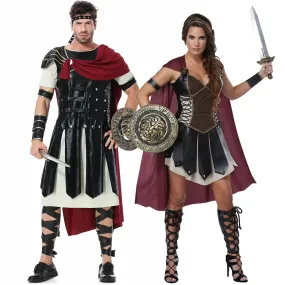 Ancient Roman Spartan Warrior Gladiator Cosplay Uniform for Women & Men