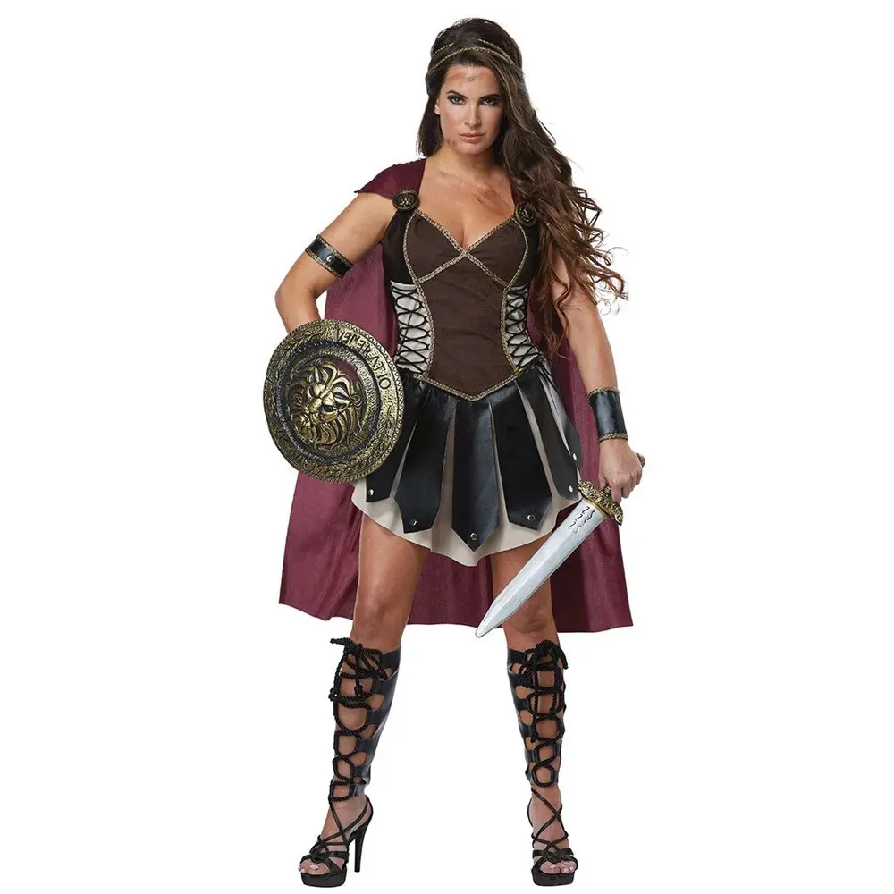 Ancient Roman Spartan Warrior Gladiator Cosplay Uniform for Women & Men