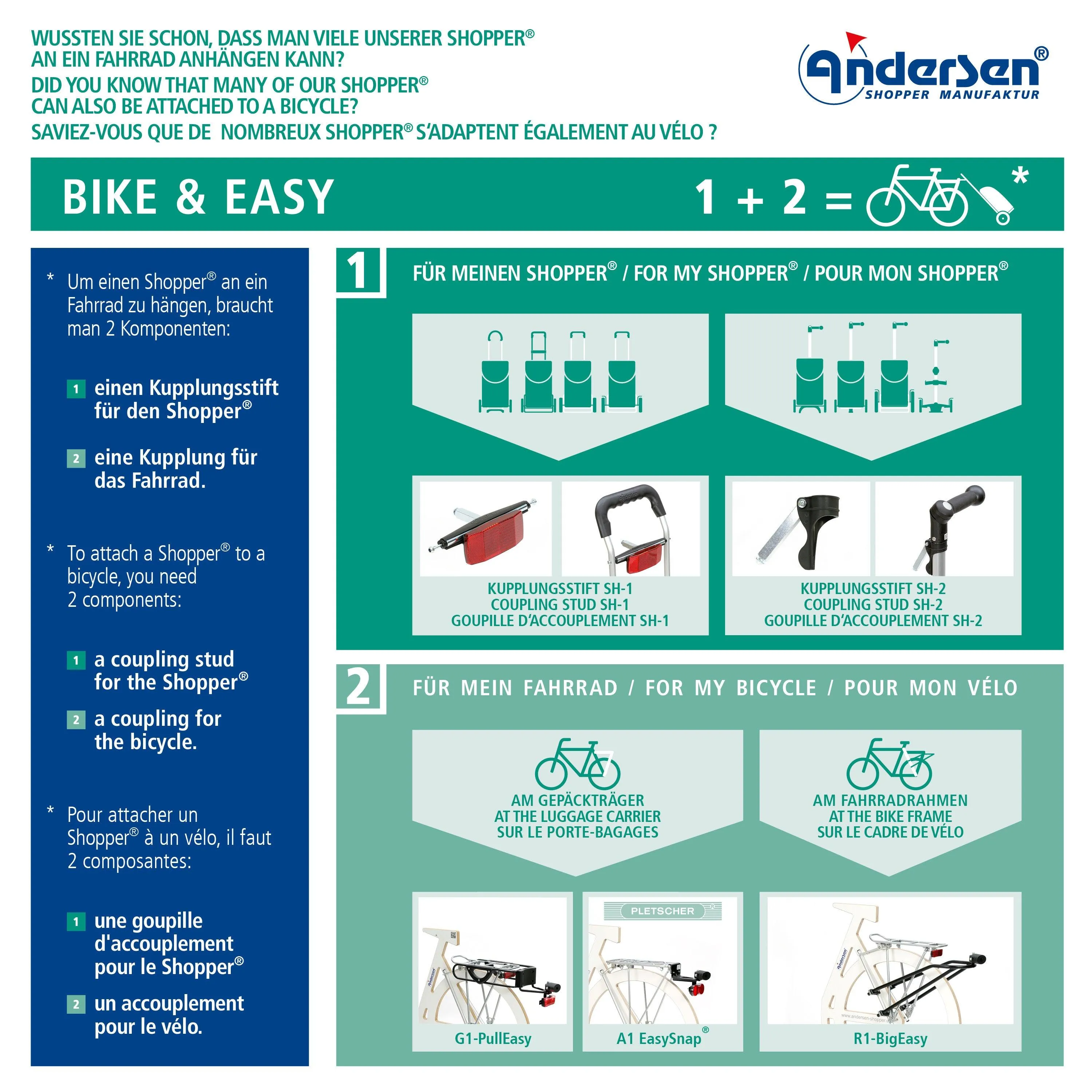 Andersen-Shopper | Bike Trailer | Shopping Trolley | Tura Frame | Fado 2.1 Bag