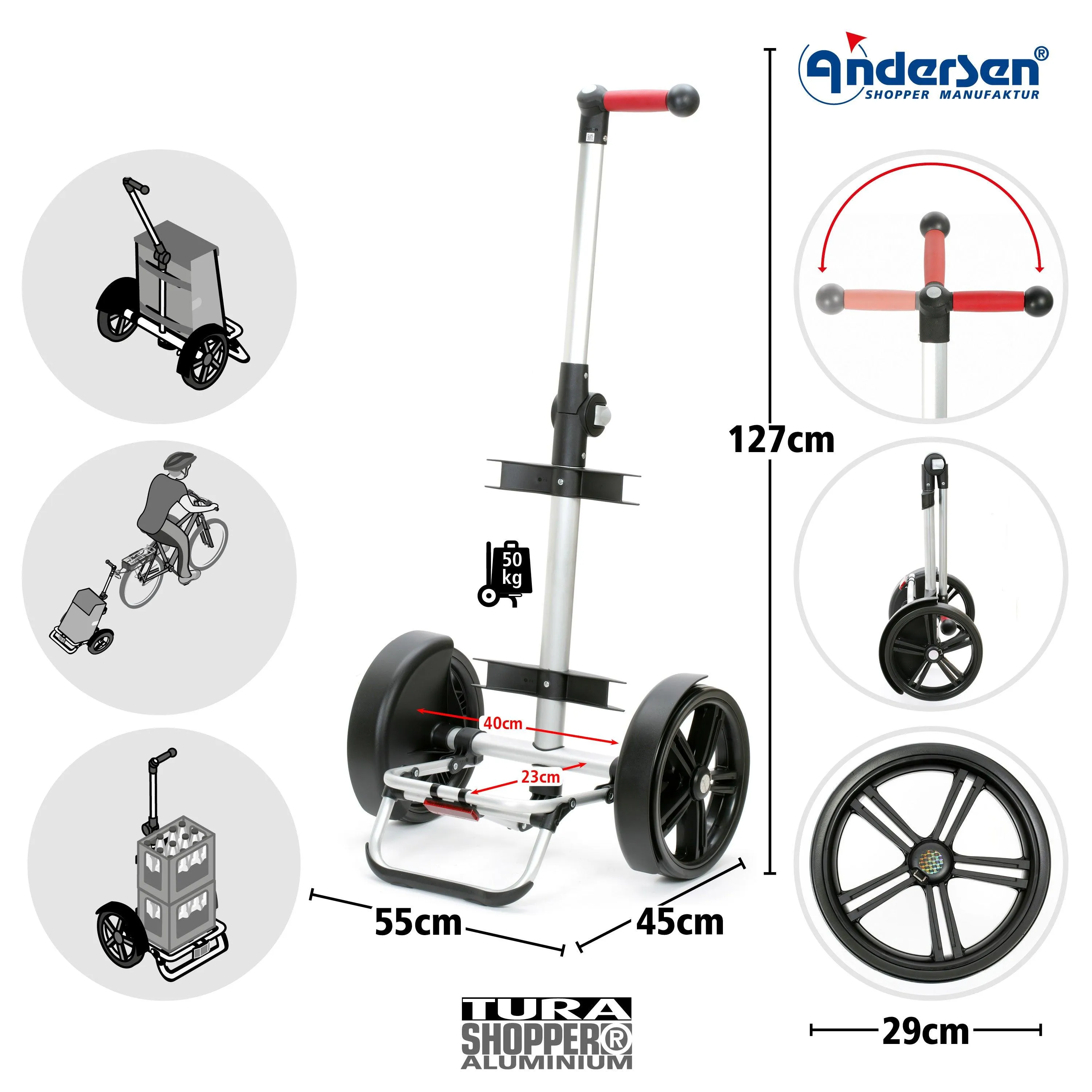 Andersen-Shopper | Bike Trailer | Shopping Trolley | Tura Frame | Fado 2.1 Bag