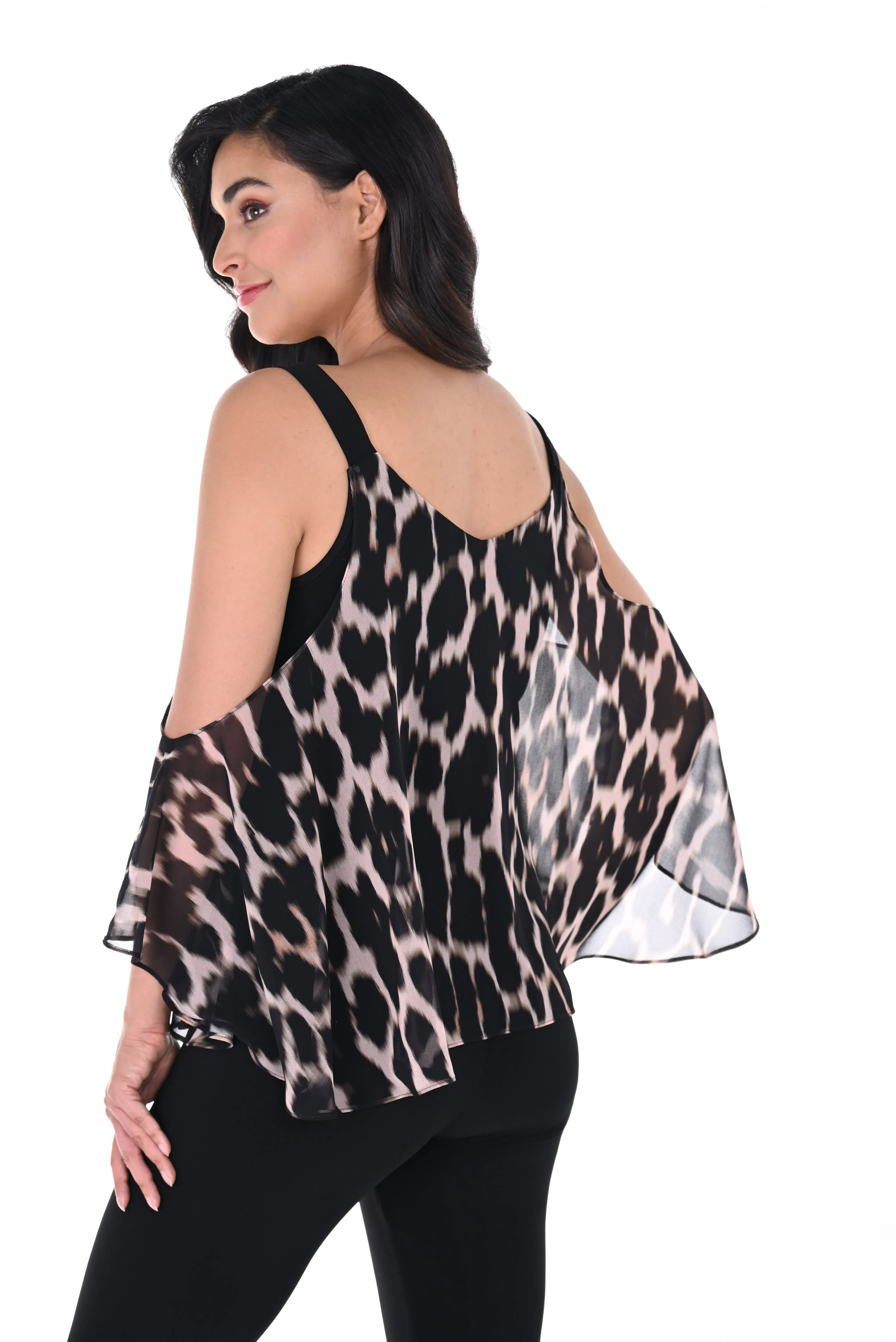 Animal Print Exposed Shoulder Top