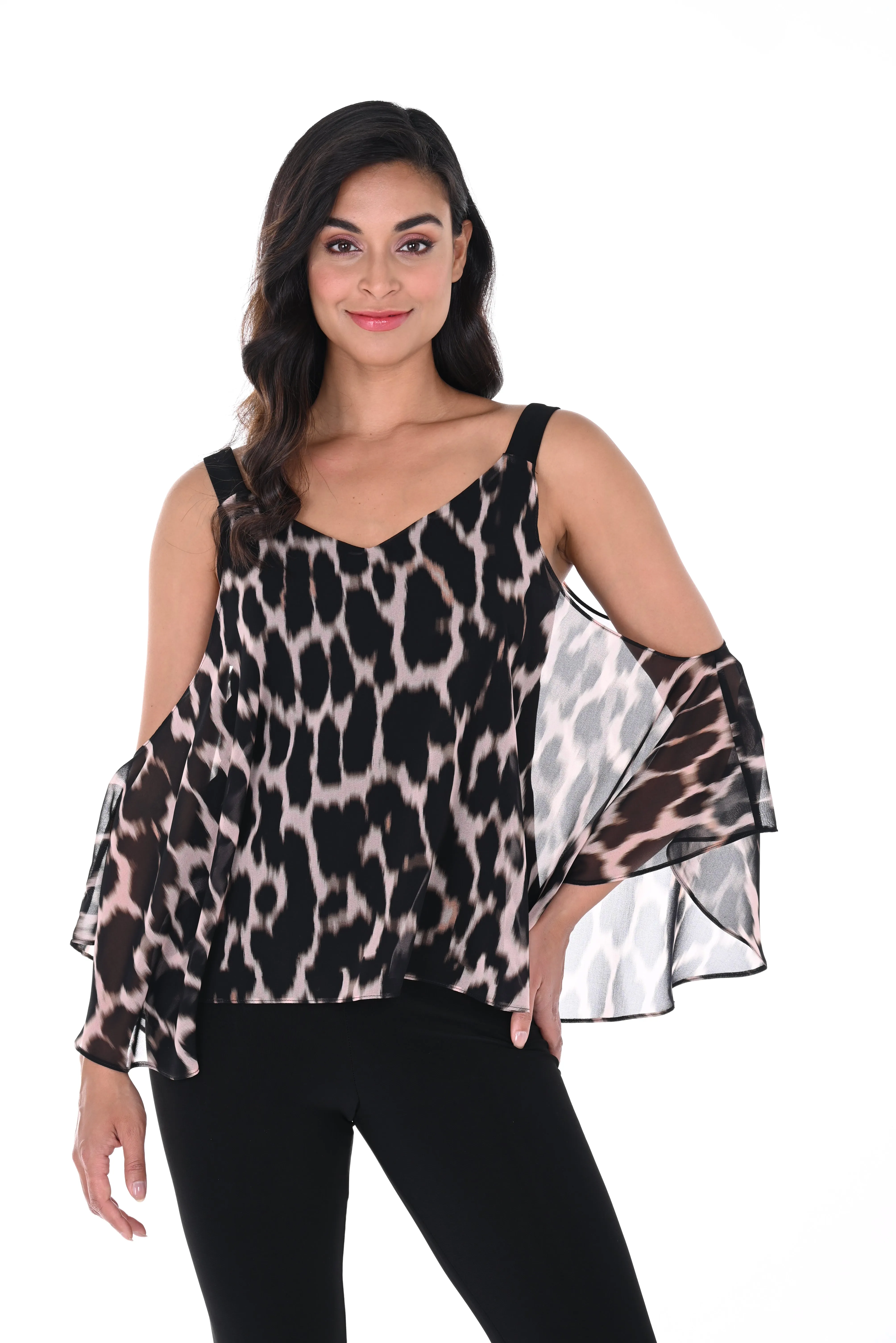 Animal Print Exposed Shoulder Top
