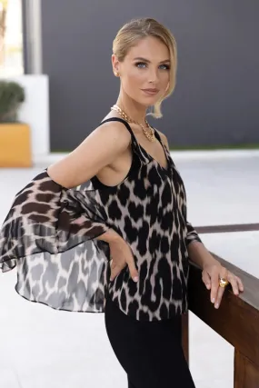 Animal Print Exposed Shoulder Top