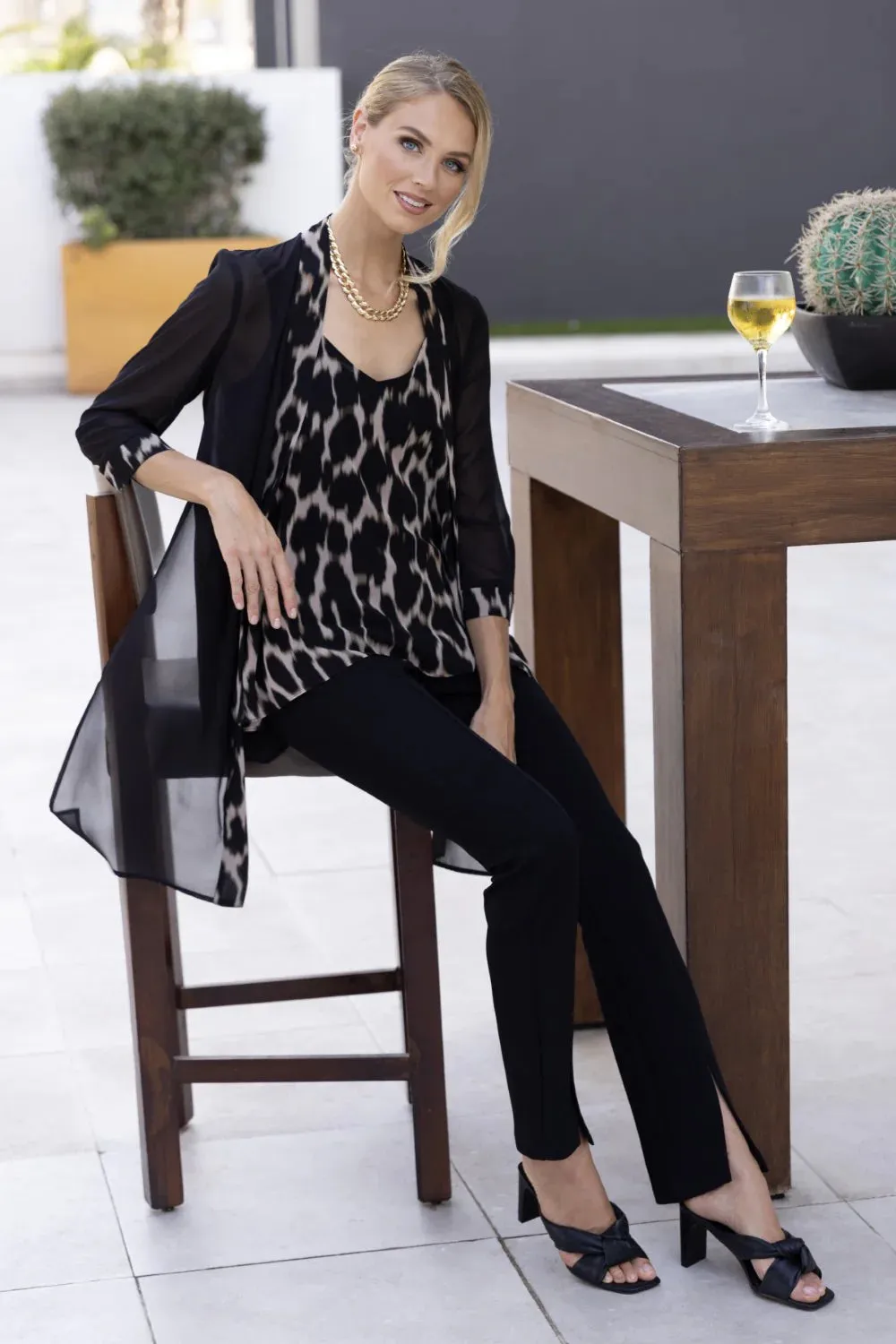 Animal Print Exposed Shoulder Top