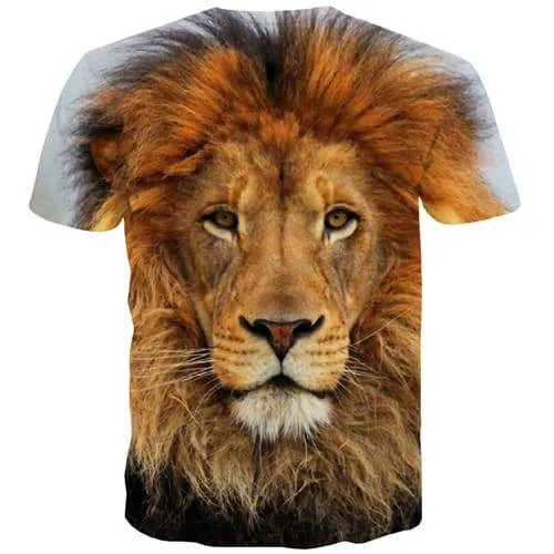 Animal T-shirt Men Lion Tshirts Cool Funny Tshirts Casual Halloween T-shirts Graphic Hip Hop Shirt Print Short Sleeve Fashion