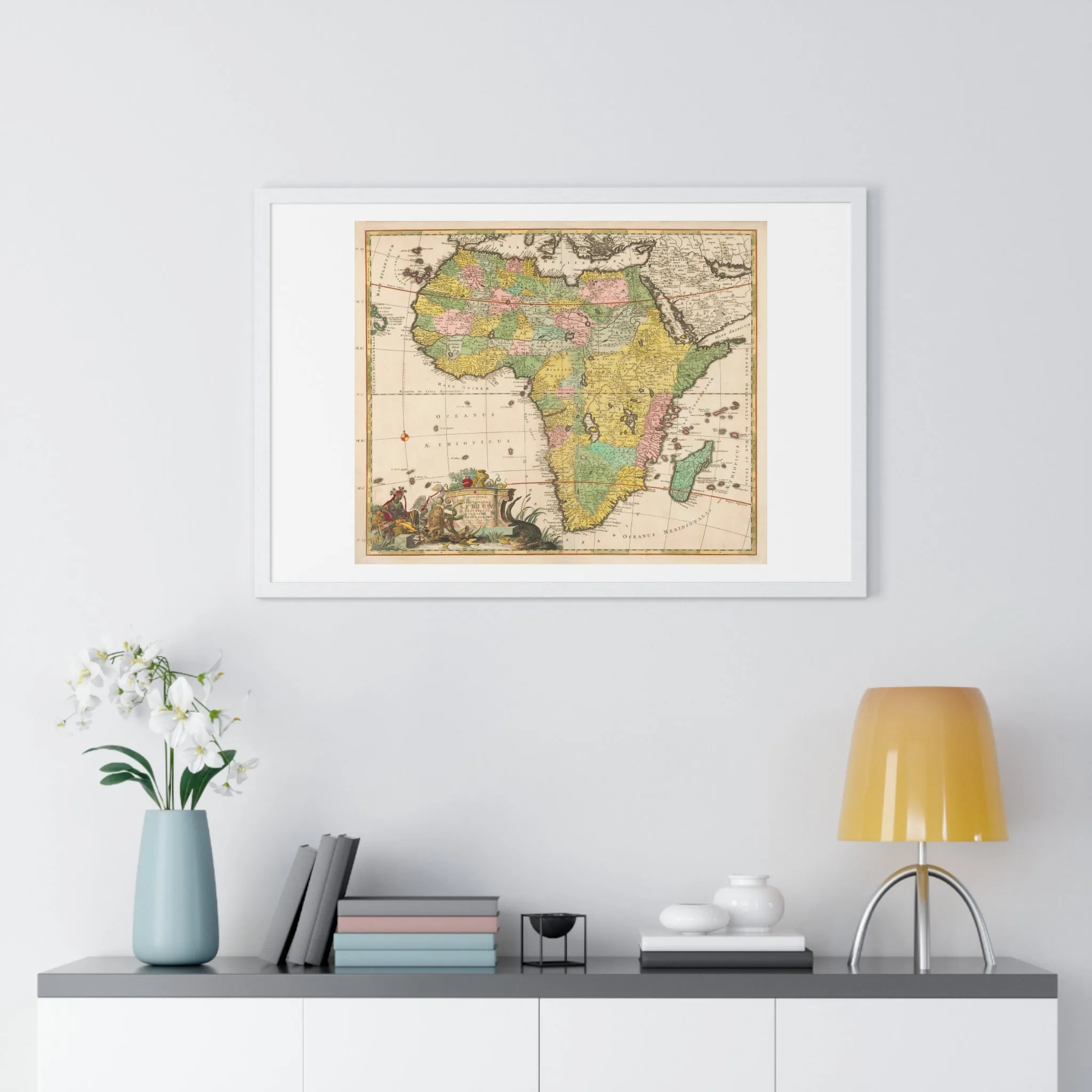 Antique Map of  Africa 'Kaart van Afrika' (circa 1690) by Carel Allard, from the Original, Framed Art Print