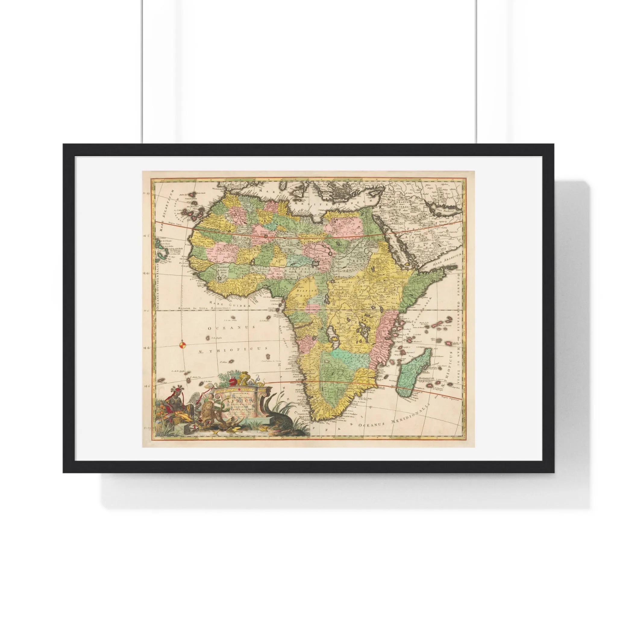 Antique Map of  Africa 'Kaart van Afrika' (circa 1690) by Carel Allard, from the Original, Framed Art Print