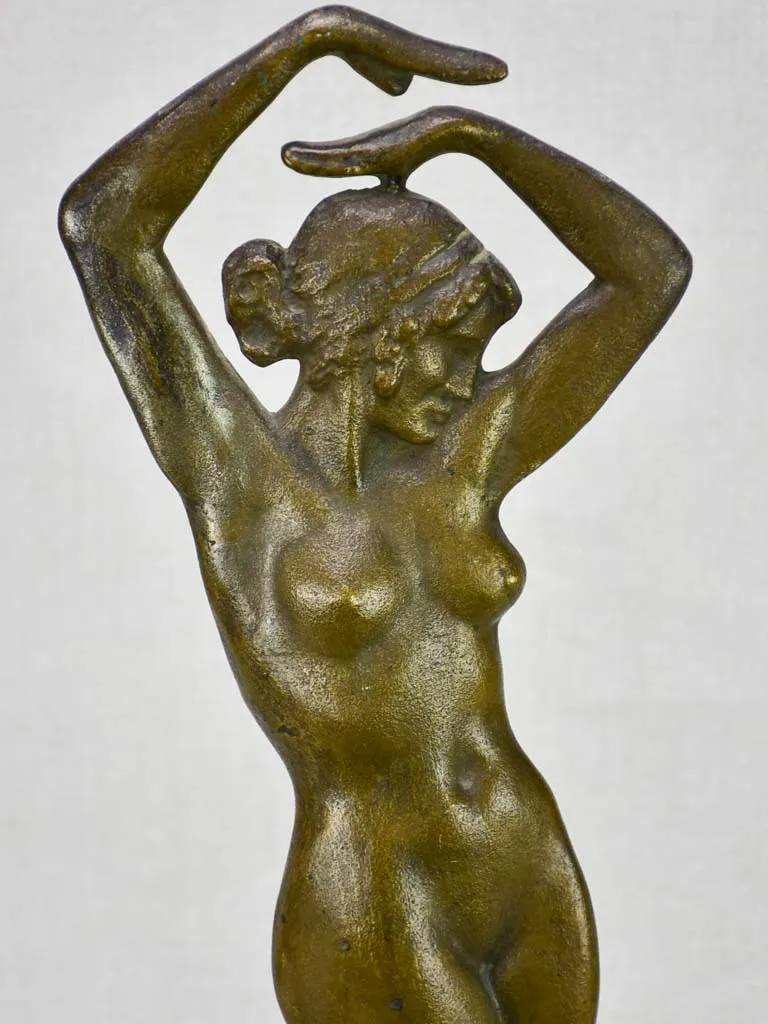 Art Deco statue of a figurative lady in bronze on marble base 19¼"