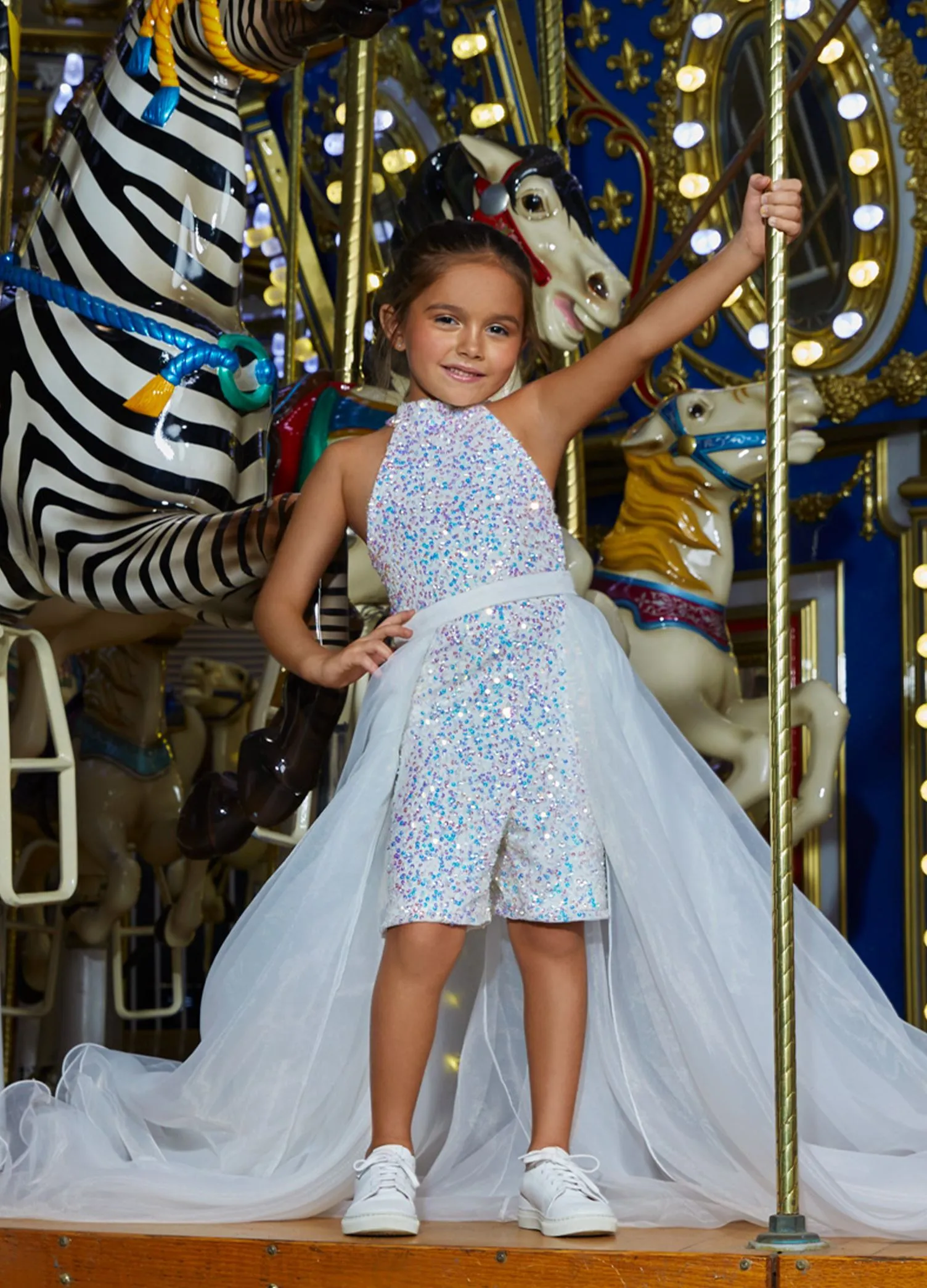 Ashley Lauren Kids 8067 Size 4 Fuchsia Girls Organza Overskirt with Wire Hem Fun Fashion Pageant Girls
