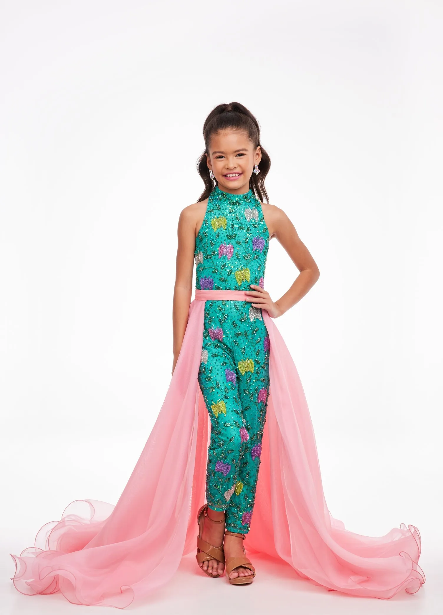Ashley Lauren Kids 8067 Size 4 Fuchsia Girls Organza Overskirt with Wire Hem Fun Fashion Pageant Girls