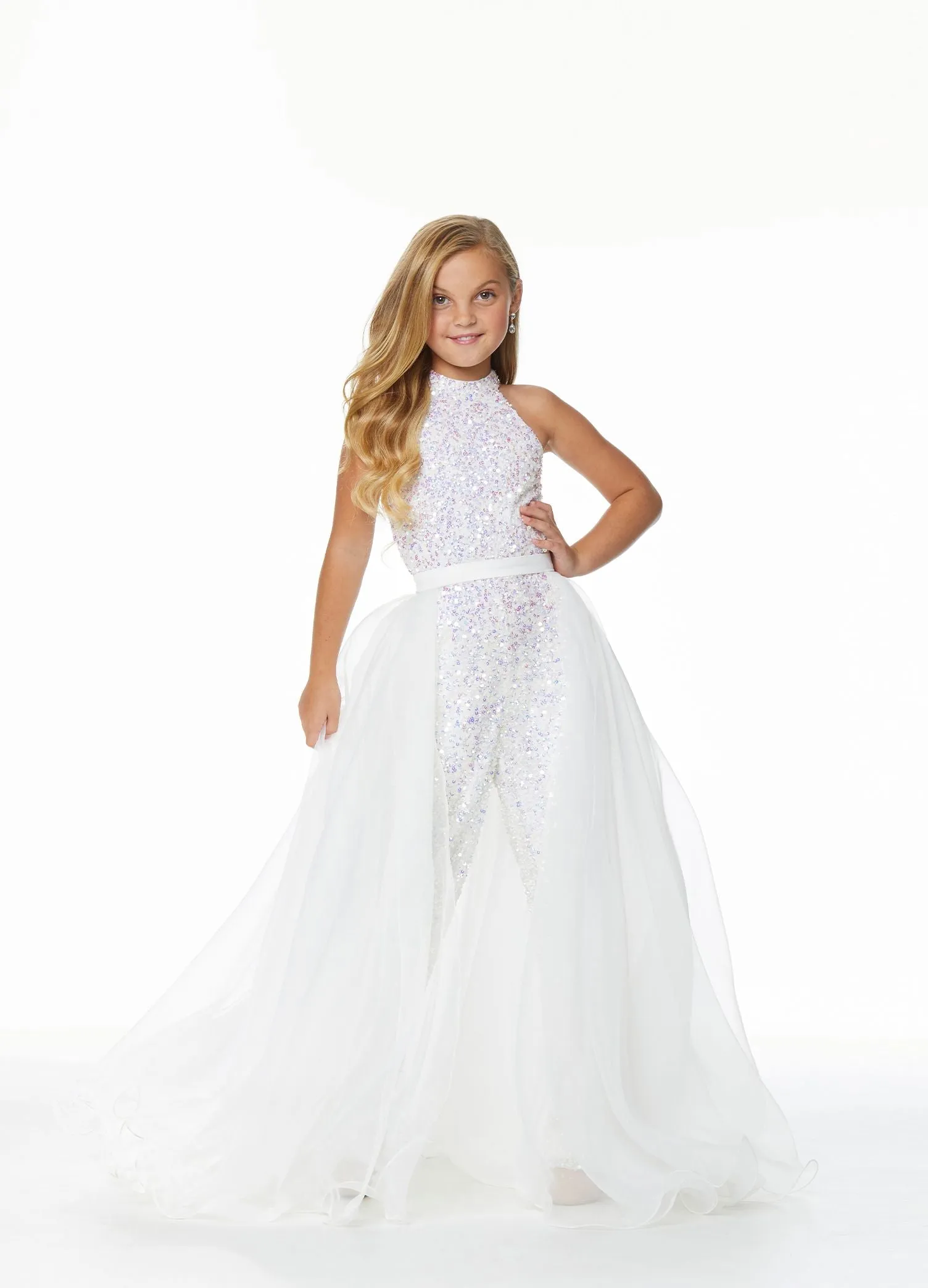 Ashley Lauren Kids 8067 Size 4 Fuchsia Girls Organza Overskirt with Wire Hem Fun Fashion Pageant Girls
